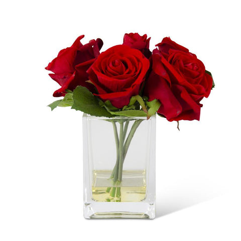 Real Touch Red Roses in Glass Container