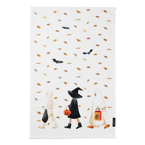 "Trick-or-Treaters" Tea Towel