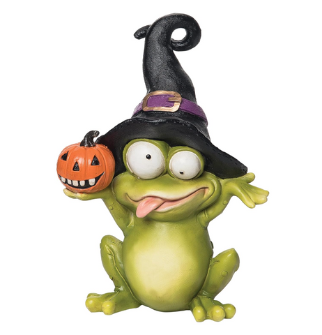 Frog with Witch Hat & Pumpkin