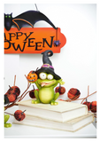 Frog with Witch Hat & Pumpkin
