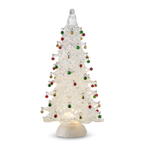 15" Lighted Clear Tree with Jingle Bells and Swirling Glitter