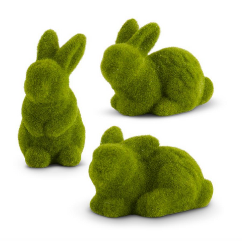 Green Mossy Flocked Bunnies (3 Variants)