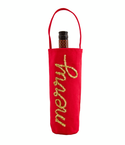 Red Tinsel Wine Bag