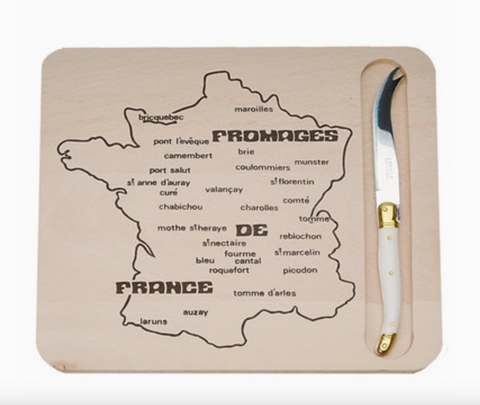 Jean Dubost Map of French Cheeses Board & Cheese Knife