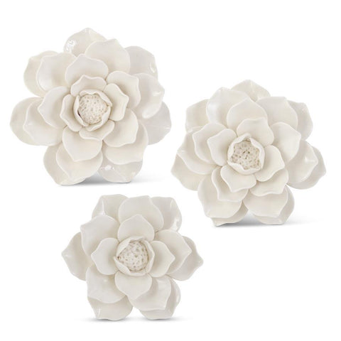 Wall-Hanging Glossy Ceramic White Flower