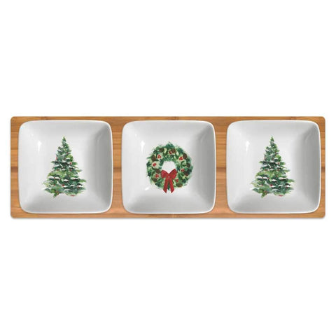 Winter Tree & Wreath Dipping Dish Set