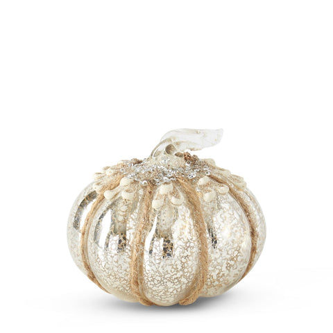 Mercury Glass Pumpkin w/Glitter Detail