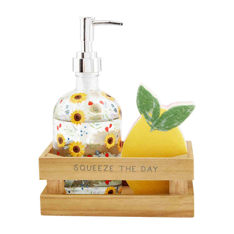 Sunflower Soap Pump and Sponge Set