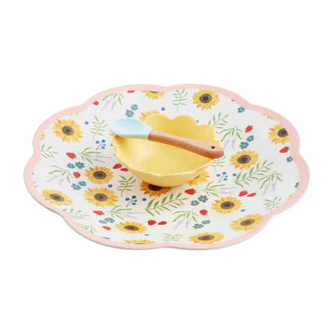 Melamine Sunflower Chip N' Dip Set