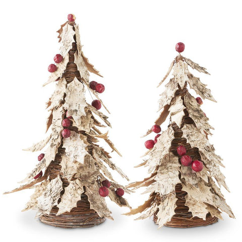 Birch Bark Leaf & Berry Christmas Trees