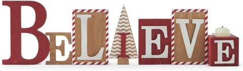 Striped Wooden Believe Bricks