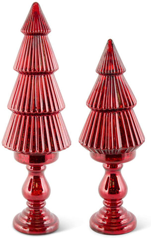 Red Mercury Glass Tree on Pedestal