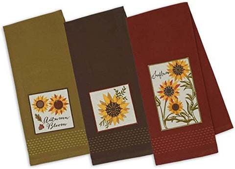 Rustic Sunflower Embellished Dish Towel
