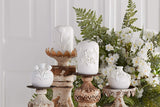 White Ceramic Vase w/Raised Flowers