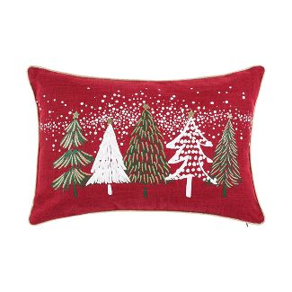 Snowy Trees Embellished Pillow