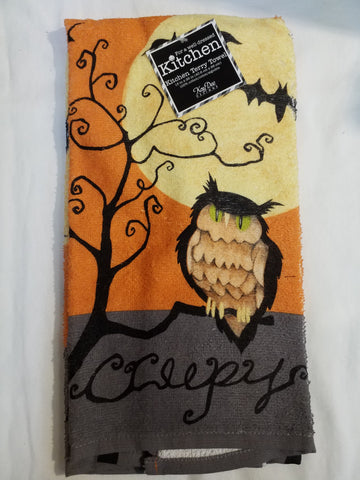 Creepy Owl Kitchen Terry Towel