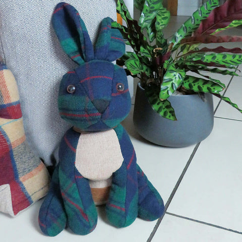 Green Tweed Rabbit Doorstop