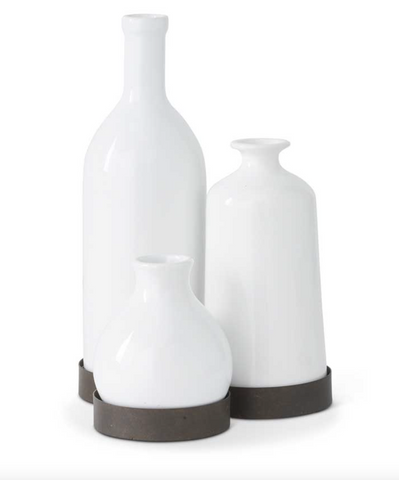 3 White Ceramic Vases