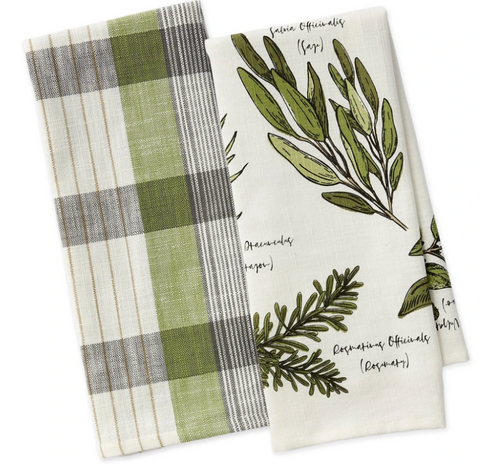 Culinary Herb Guide Dishtowel Set of 2