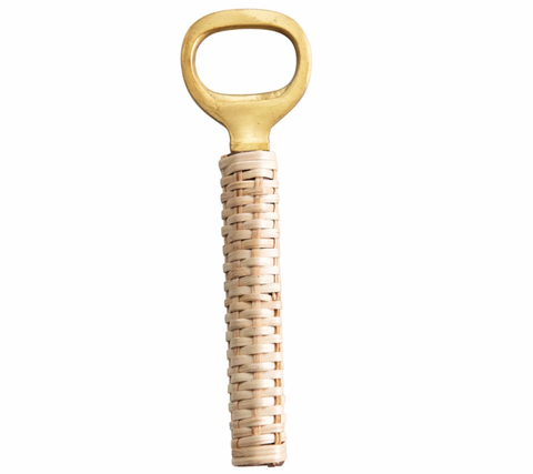 Brass Bottle Opener with Bamboo Handle