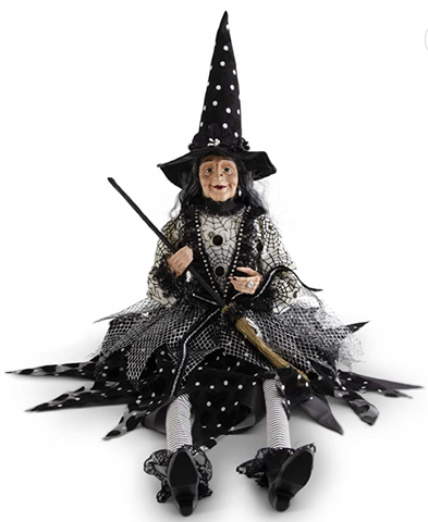 Sitting Witch w/ Broom and Hat