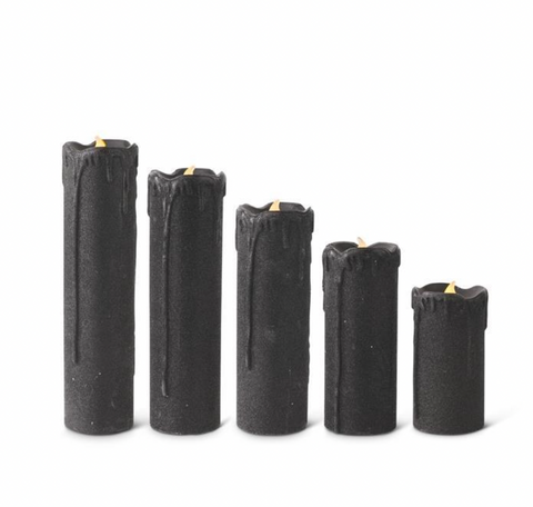 Black Glitter Faux Candles Set of 5