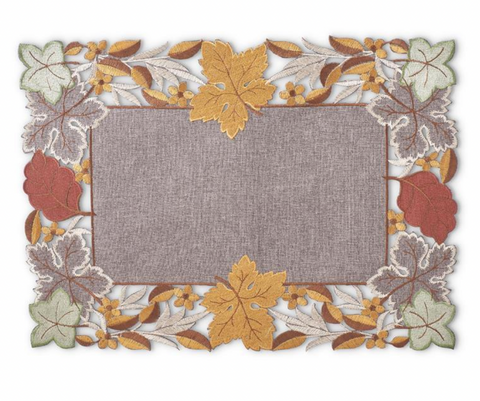 Embroidered Fall Leaves Placemat