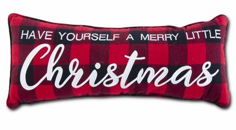 Plaid "Little Christmas" Rectangular Pillow