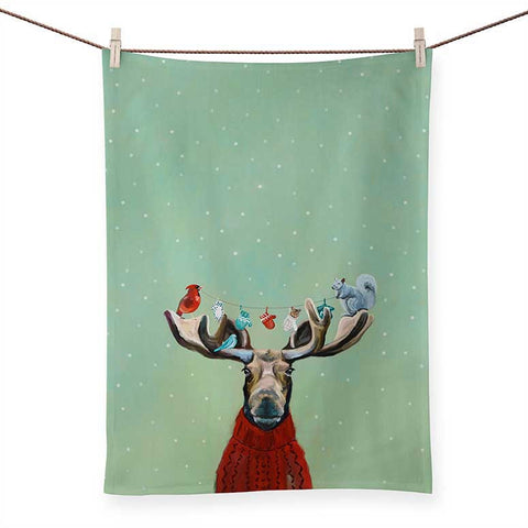 Moose In Sweater Tea Towel