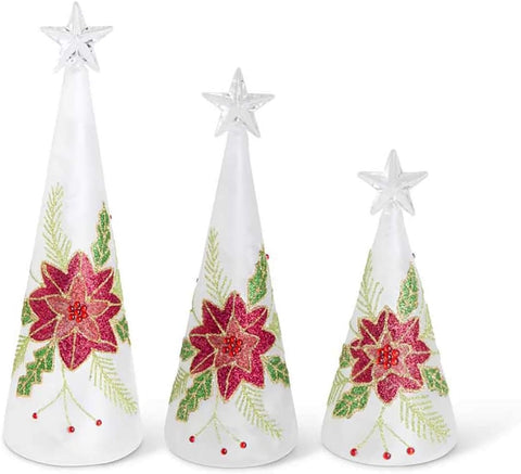 LED Christmas Trees with Poinsettia
