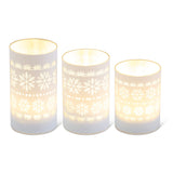 Matte LED Glass Candles w/Snowflakes (3 Variants)