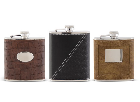 Assorted Leather Wrapped Flasks (3 Styles)