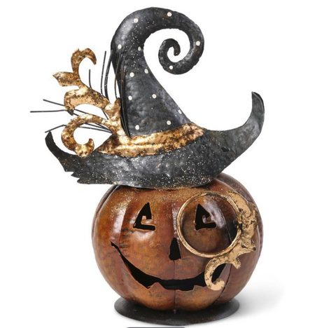 11" Metal Jack O Lantern Candleholder