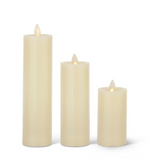 Set of 3 Ivory Wax Luminara Candle w/ Remote