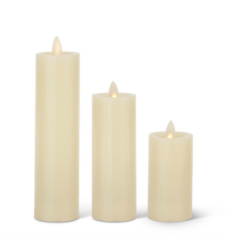 Set of 3 Ivory Wax Luminara Candle w/ Remote