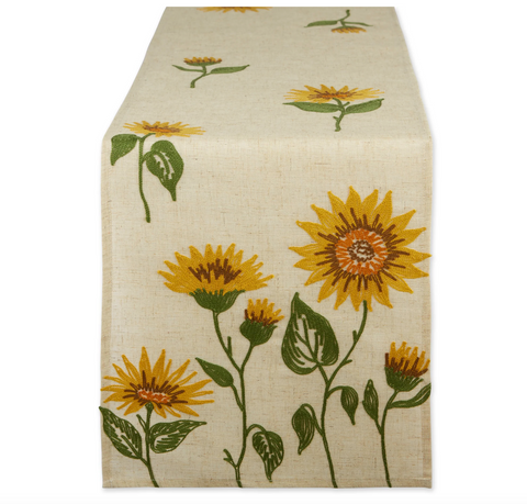 Sunflowers Embroidered Table Runner