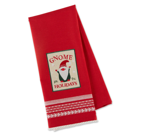 Gnome Holidays Embl Dishtowel