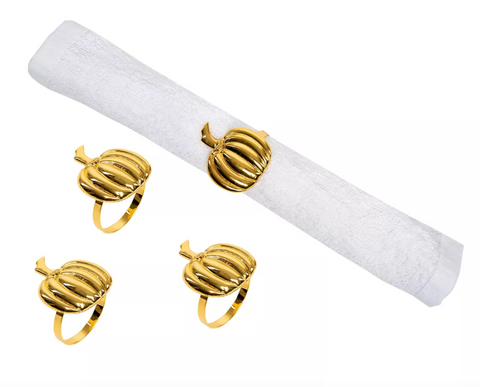 Gold Pumpkin Napkin Ring S/4