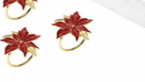 Red Poinsettia Napkin Ring S/4