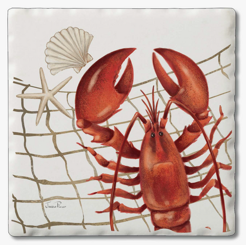 Lobster Coasters in Wooden Holder 4pk