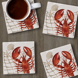 Lobster Coasters in Wooden Holder 4pk