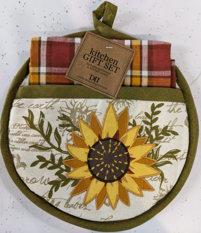 Sunflower Gift Set: Potholder and Kitchen Towel