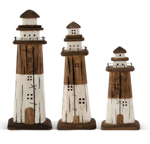 Rustic Brown & White Wood Lighthouses