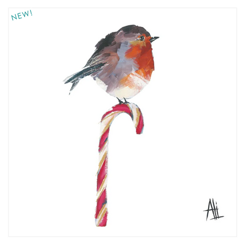 "Candy Cane Robin" Cocktail Napkins