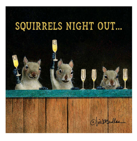 "Squirrel's Night Out" Cocktail Napkins