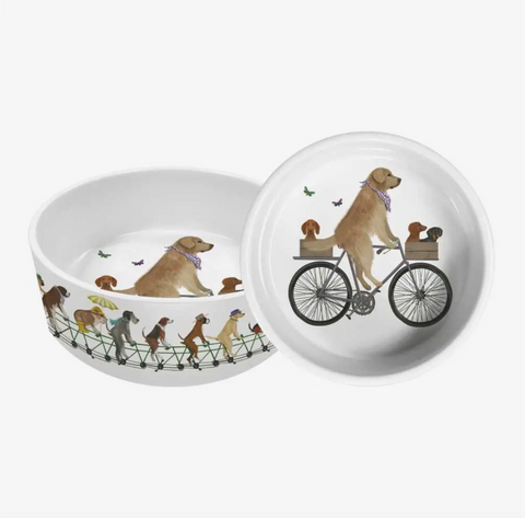 "Pedaling Pups" Pet Bowl 8"