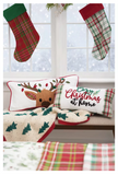 Reindeer Plaid & Lights Pillow