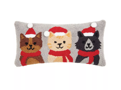 Santa Cats Hooked Pillow