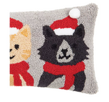 Santa Cats Hooked Pillow