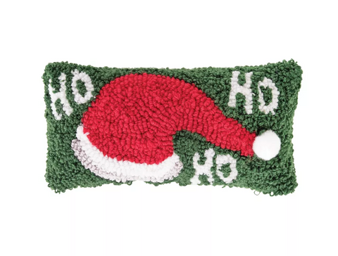 HoHoHo Hat Hooked Pillow